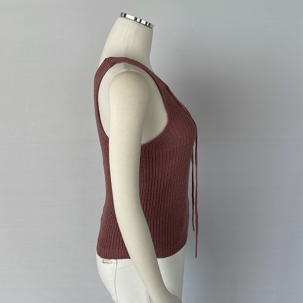 NWOT Love Tree Knit Tank Lace up Small - Picture 5 of 10